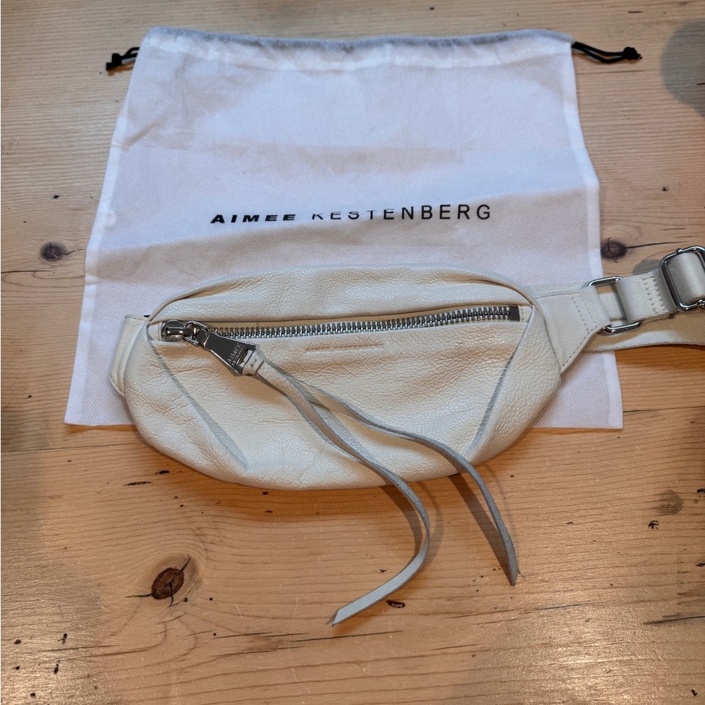 Aimee Kestenberg Milan Bum Bag Off White Silver Buckle crossbody waist shoulder